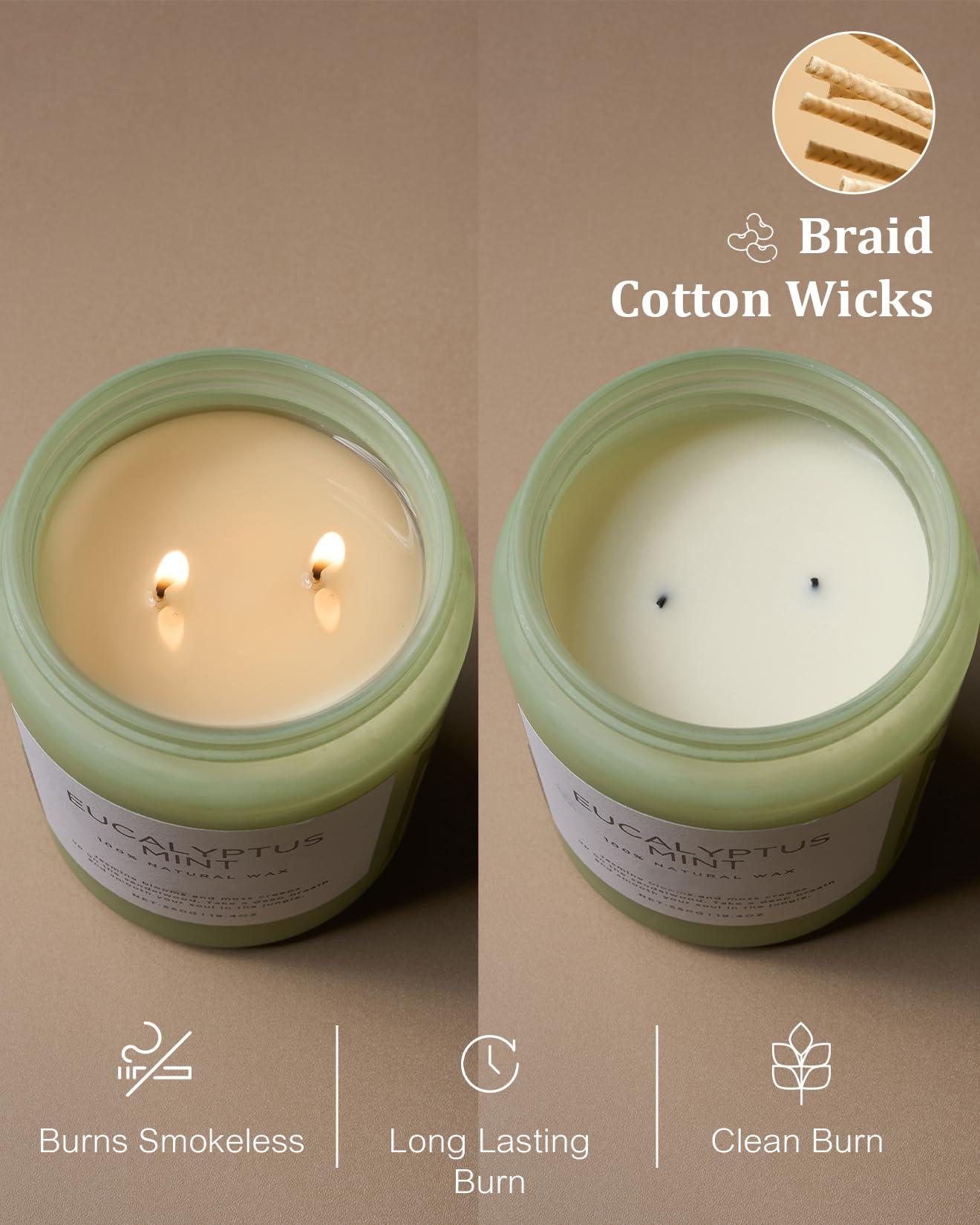 M&SENSE Eucalyptus & Mint Candles for Home Scented, 19.4oz 110 Hours Burn Soy Aromatherapy Candle Gift for Stress Relief, Meditation, Yoga, Relaxing SPA, Natural Soy Wax for Men and Women