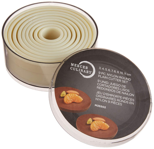 Mercer Culinary 9-Piece Round Plain Nylon Cutter Set,Off White