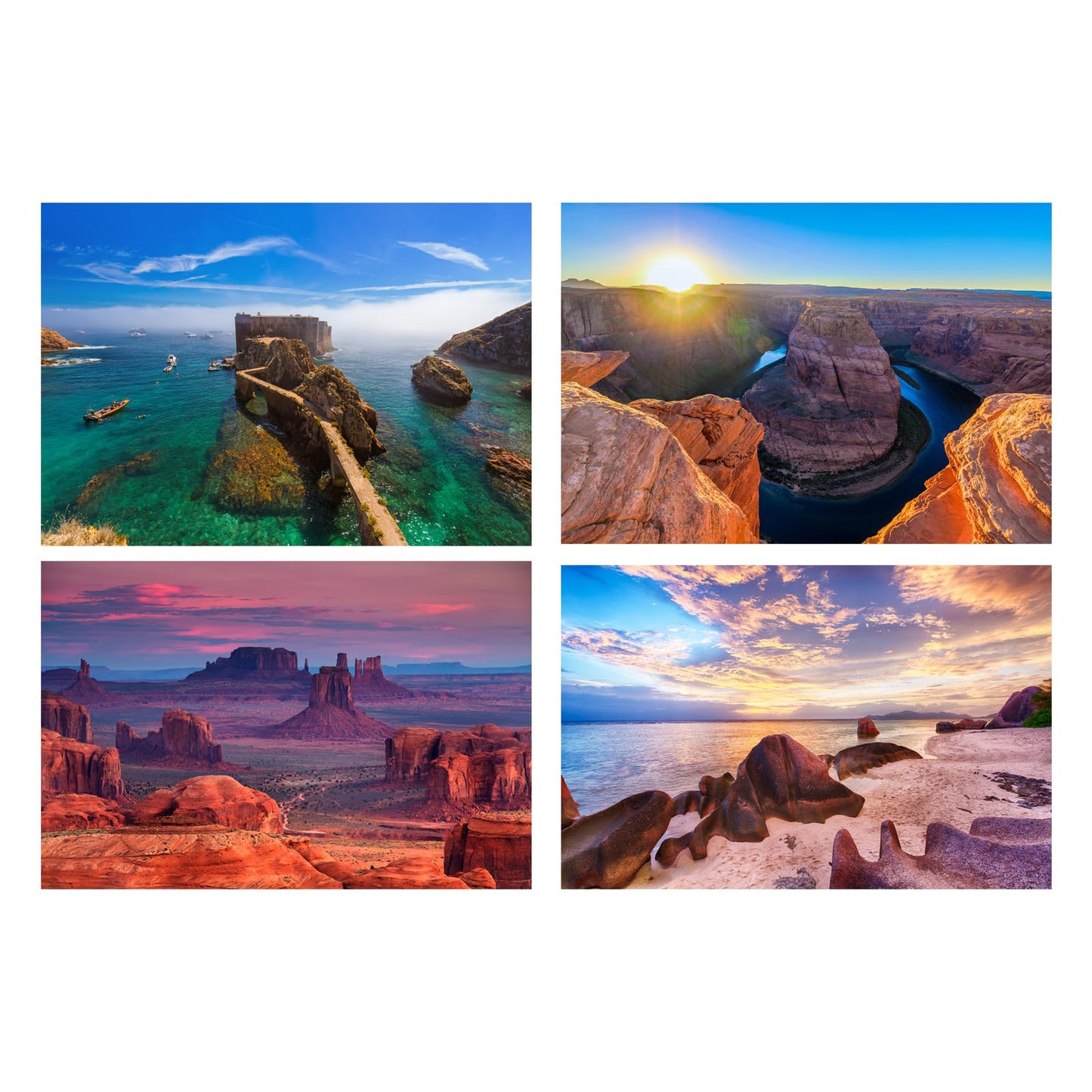 Small Jigsaw Puzzles for Adults Challenging Puzzle Small Puzzles Mini Jigsaw Puzzles for Teens 150 Pieces Micro Tiny Puzzle Mountains Landscape Beach Scenery Travel Puzzles 6 x 4 inch 4 Packs
