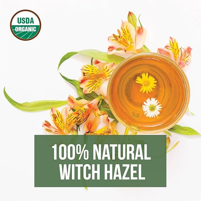 Organic Witch Hazel – 100% Pure Natural USP Astringent with 14% Alcohol | Hamamelis Virginiana Extract for Face, Skin, Hair & Wellness | Bulk & Gallon Options | 1 Fl Oz