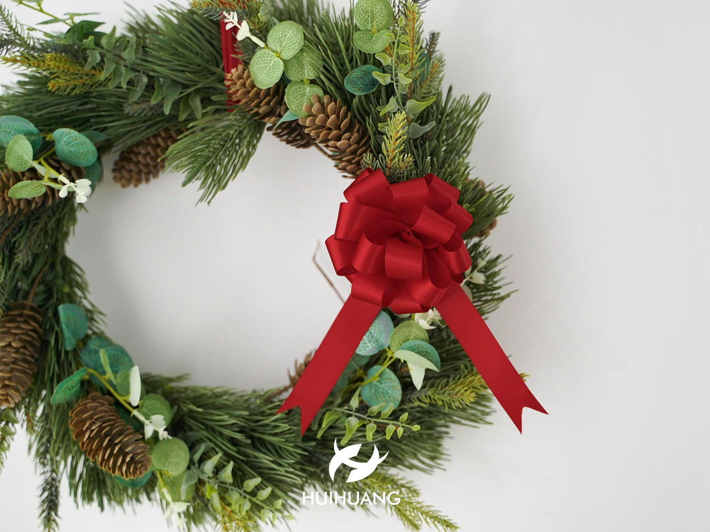 HUIHUANG Red Pull Bows for Gift Wrapping 4"x8" Red Christmas Bows 12 PCS Satin Gift Bow for Presents, Gift Basket, Paper Bag, Wrapping Accessories, Wreaths, Holiday Christmas Decor