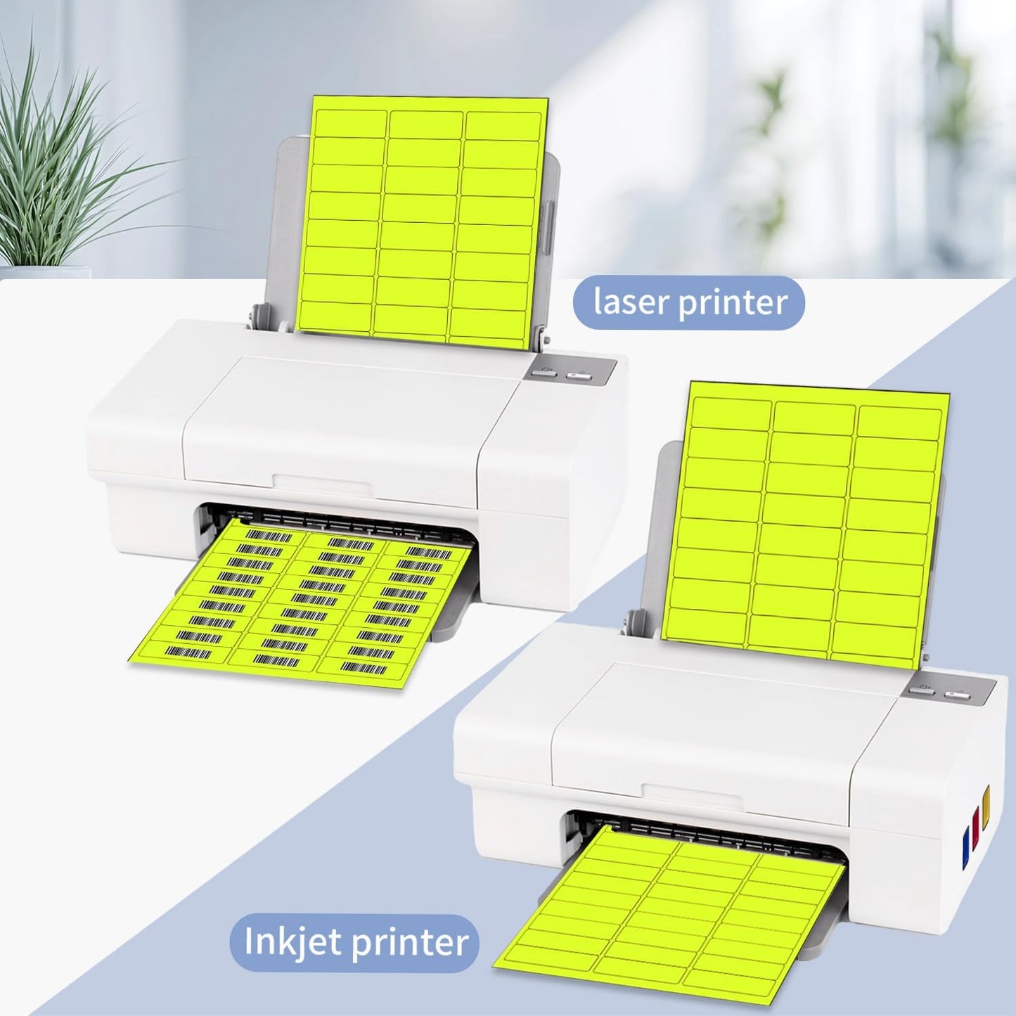 STARLIBOO 1" x 2-5/8" Address Labels- Neon Color Fluorescent Mailing Labels Stickers for Laser/Ink Jet Printer 8.5"×11"- Fluorescent Yellow