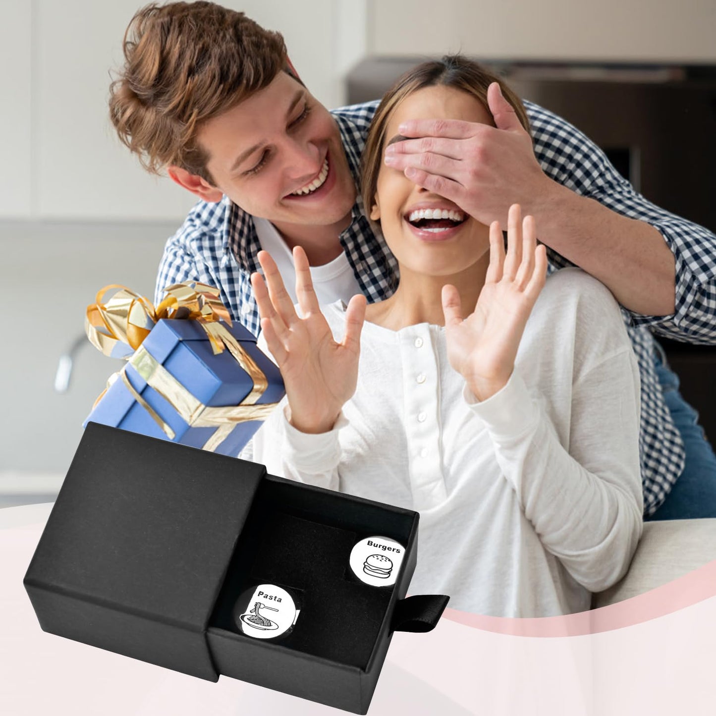 Stocking Stuffers for Men Women Adults for Him Her Couple Gifts for Boyfriend Girlfriend Wife Husband Anniversary 2PCS-Steel Food Decision Dice White Elephant Gifts