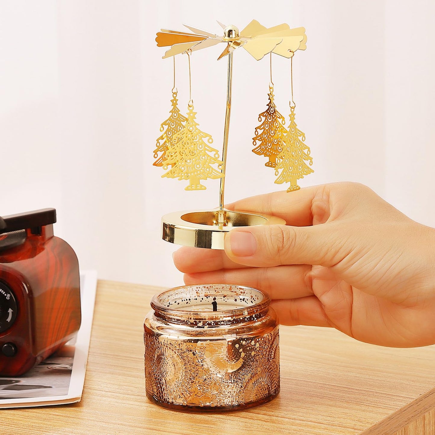 Christmas Gifts for Women, Candle Gifts for Mom Daughter Sister Wife, Unique Gift for Friend Women Rotatable Scented Candles Gift for Anniversary (Christmas Tree)