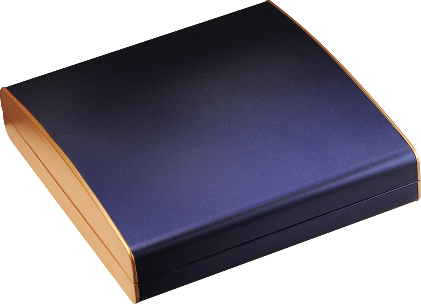 LED Blue Extra Large Necklace Pendant Earrings Ring Bracelet Box Luxury PU Leather Dome Top Designed with Gold Color Painted on the Sides Big Jewelry Sets Gift Holder Box with Light for Men for Women(Blue)