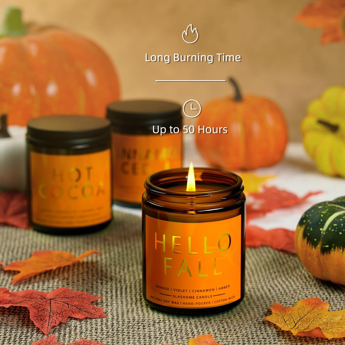 Fall Candles, Scented Soy Candles Set - 7Oz * 6 Pack, Holiday/Birthday/Christmas Gifts for Women & Men, Autumn Scents of Hello Fall/Spice Pumpkin/Apple Cider/Hot CocoaCinnamon & Cedar/Maple Latte