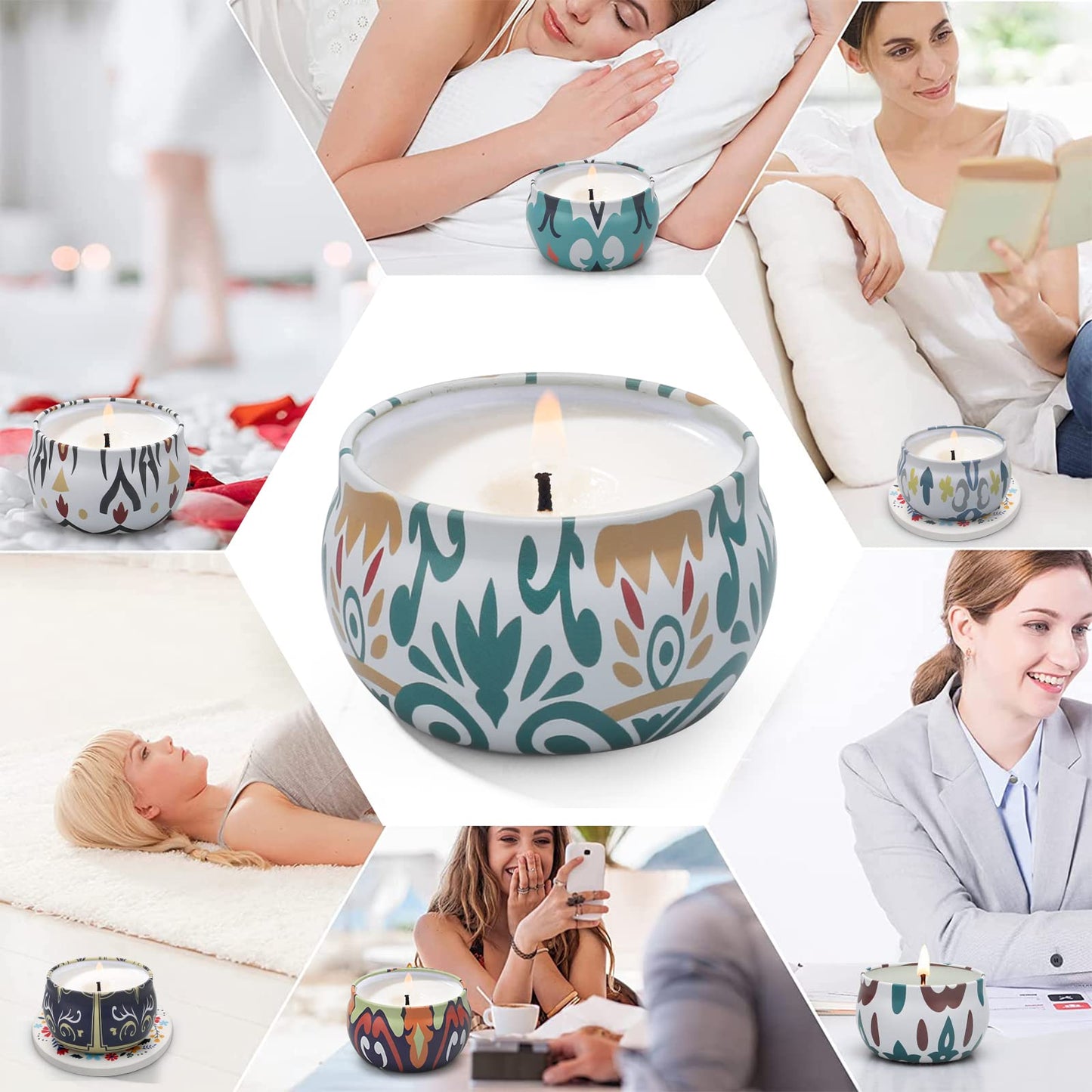 Scented Candles Gift Set,10 Pack Candles for Home Scented,250 Hour Long Lasting Soy Candle with Two Coasters, Birthday Gifts for Women, Aromatherapy Candle for Stress Relief, Relaxation, Bath, Yoga