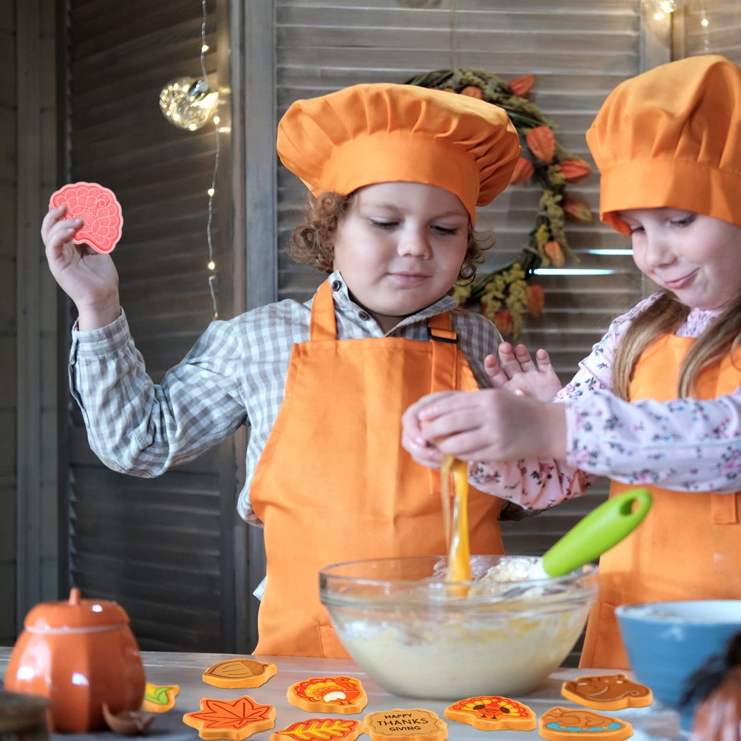 Hoolerry 16 Pcs Thanksgiving Cookie Cutter with Plunger Stamp Fall 3D Biscuit Cutter Pastry Fondant Embossing Mold for Baking Supplies