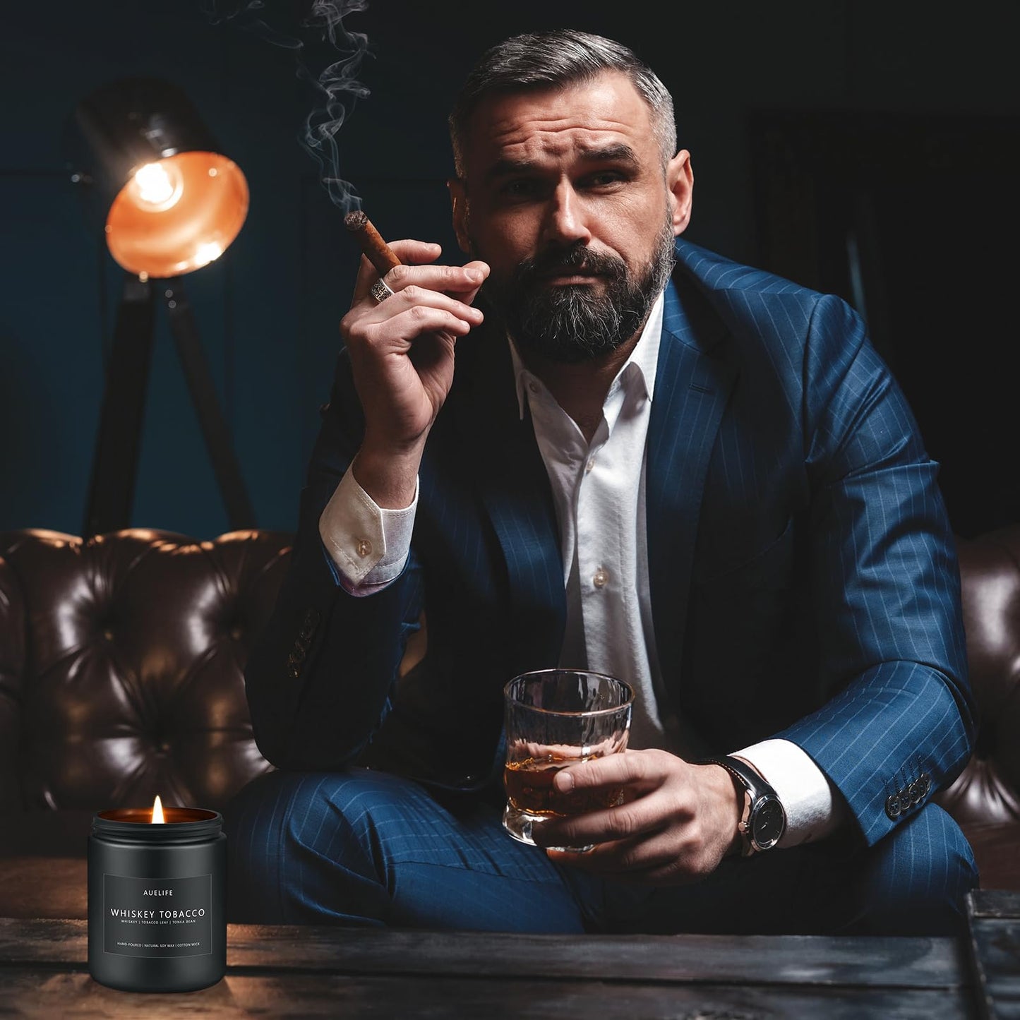 Scented Candles Set | Men Candle Set, Scented Candles for Home, Gifts for Men Aromatherapy Gift Set - 4 Pack Manly Gifts for Dad Fathers Day, Soy Candle of Leather/Smoke & Vanilla/Oak/Lavender