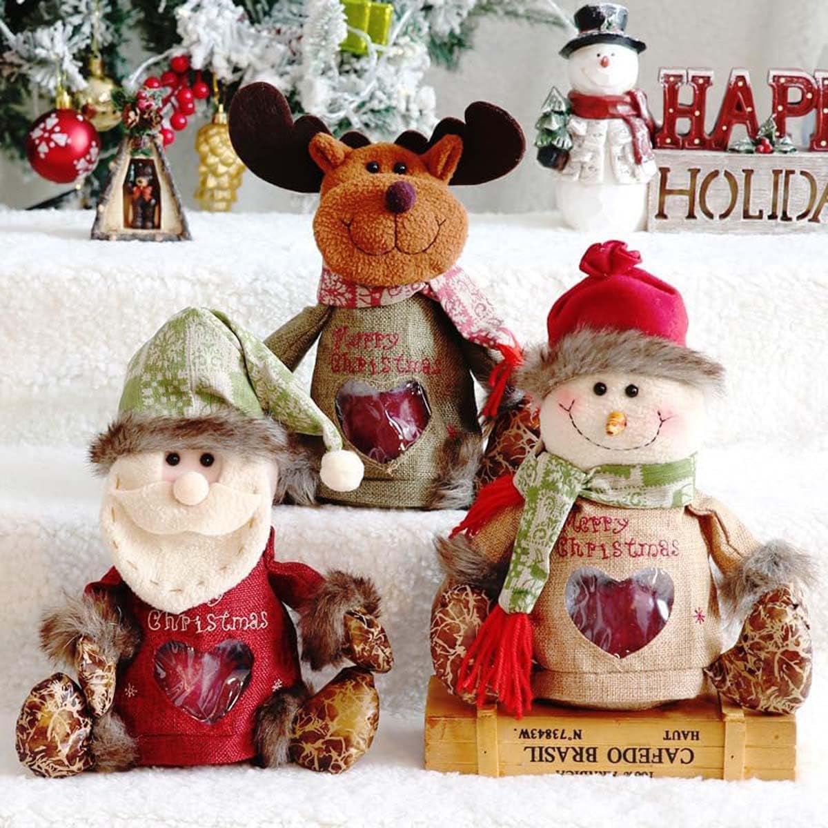 EZGHAR Christmas Gift Doll Bags, Christmas Gift Bags Zipper Design, Fabric Small Gift Bags with Drawstring for Your Gift-Giving Needs (7PCS)