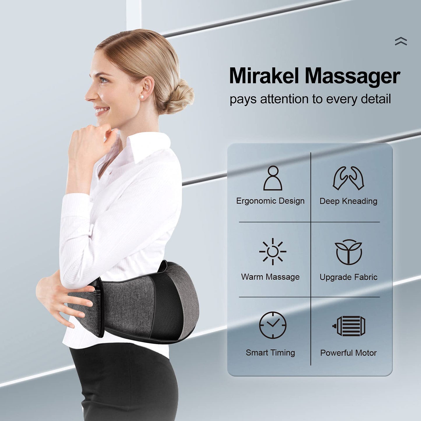 Mirakel Shiatsu Neck & Back Massager with Heat - Deep Tissue Neck, Back & Shoulder Pain Relief - Ergonomic Design Shoulder Massager, Idea Presents for Christmas, Fathers Day, Mothers Day, Women, Men
