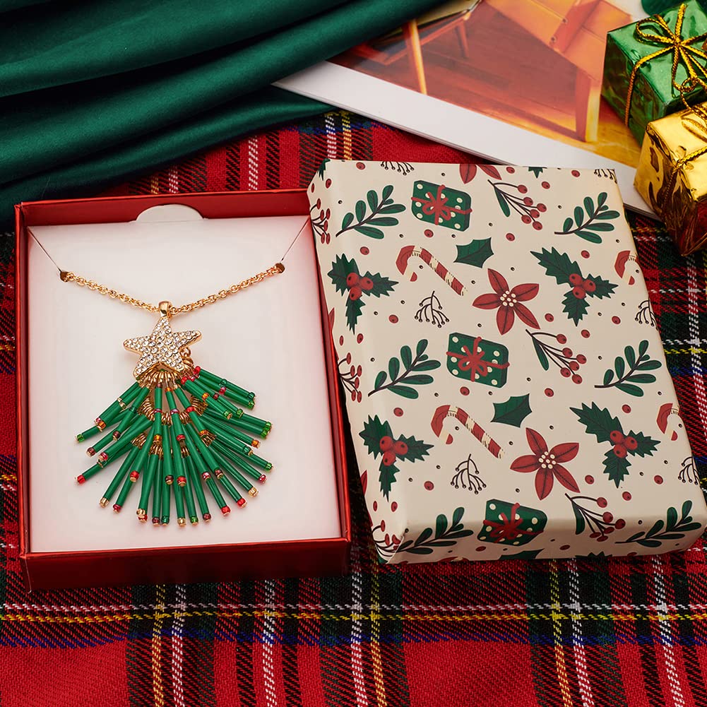 CLASSYZINT Christmas Necklace For Women Long Christmas Tree Pendant 14k Gold Plated Alloy Cute Holiday Necklace Sweater Chain Statement Christmas Gifts…
