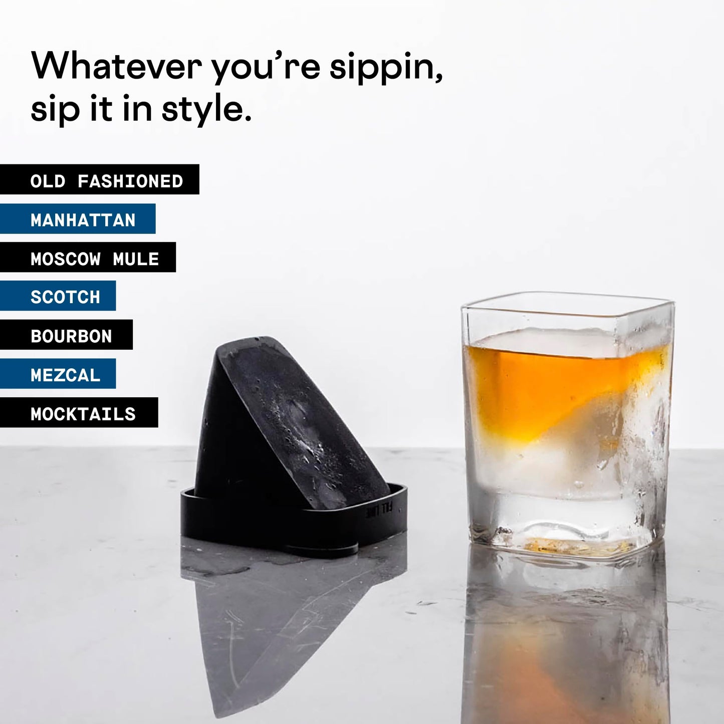 Corkcicle Whiskey Wedge - Premium Old Fashioned Glass with Silicone Ice Mold - For Bourbon, Scotch, & Spirits - Great Gift for Dad - Perfect for the Holidays - 9 oz