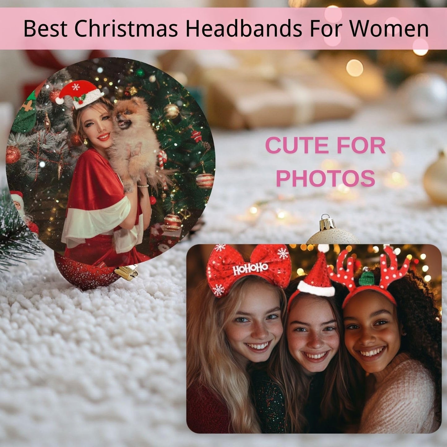 SEVEN STYLE 12 PCS Holiday Headbands, Cute Christmas Head Hat Toppers, Great Fun and Festive for Christmas Party Favors and Holiday Photos Booth