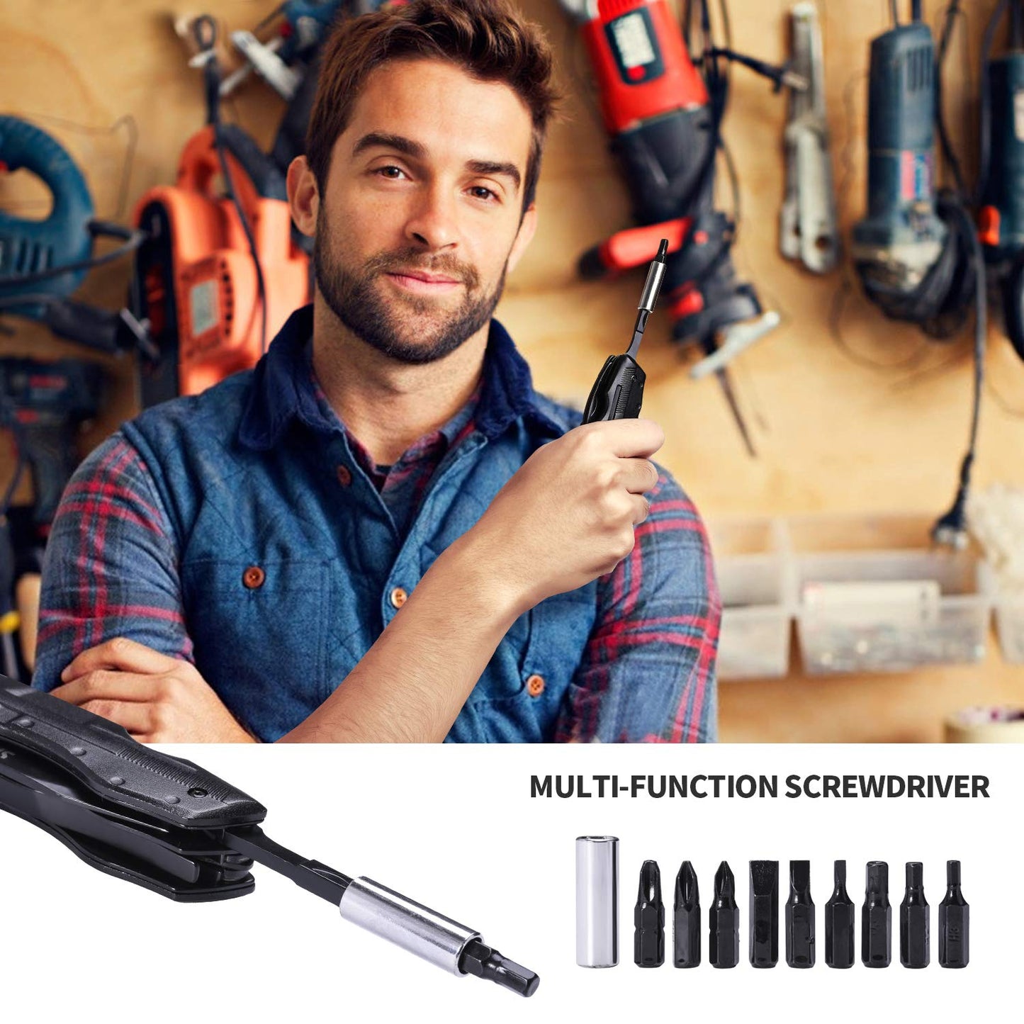 Unutes 14 in 1 Multitool Pocket Knife for Men, Tactical Multi-Tool Plier 9-in-1 screwdriver set with Nylon Sheath for Survival, Camping, Gifts for Dad, Husband