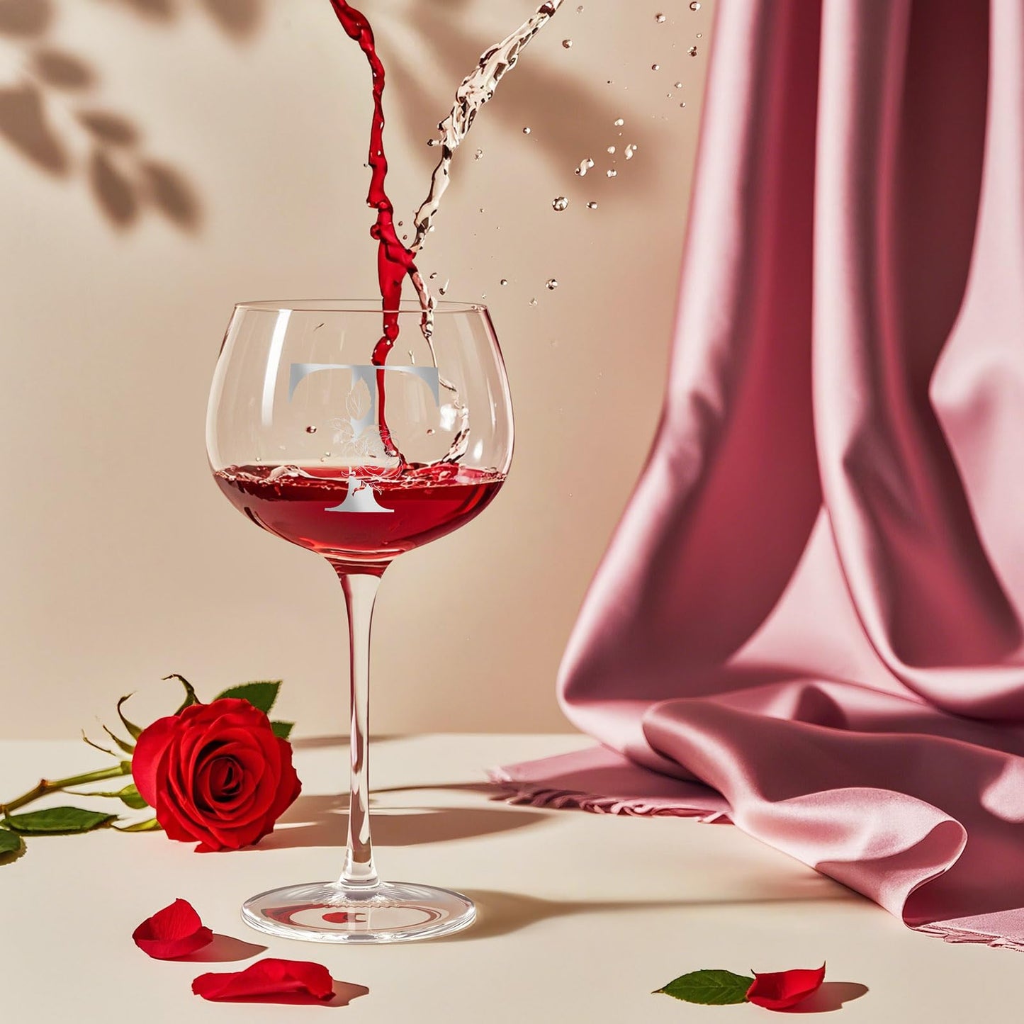 Personalized Gifts for Women, Monogrammed A-Z Wine Glass Customized Gift, Unique Christmas Birthday Gifts for Women Her Mom Friend Sister Wife Daughter Nurse (T)