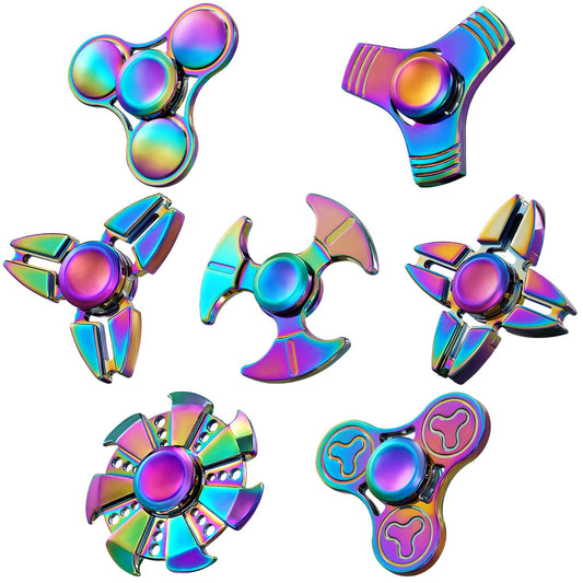 SCIONE Metal Fidget Spinner for Kid Adult, Sensory Hand Fidget Toy 7 Pack-Anxiety Toys Stress Relief Reducer-Party Favors, Gifts for Kids Birthday, Goodie Bag Stuffers, Classroom Prizes