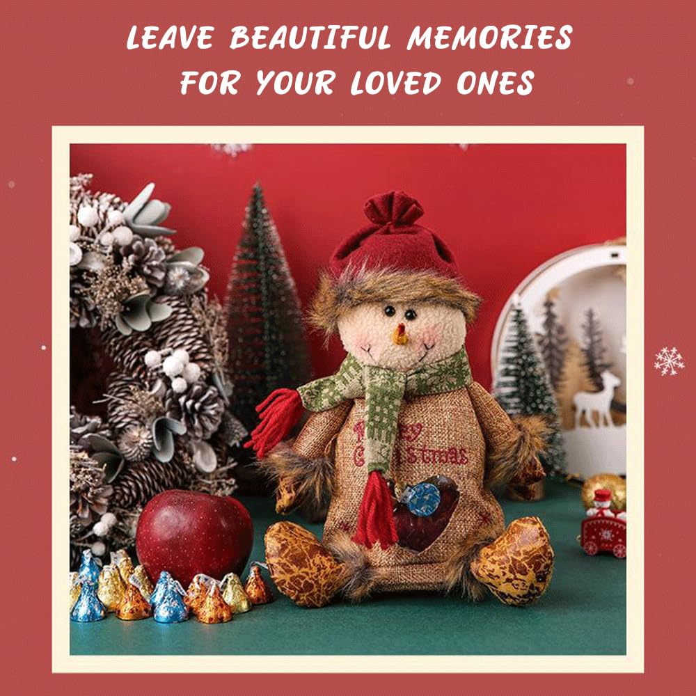 Christmas Doll Gift Bags Zipper Design - Small Fabric Gift Bags (6pcs)