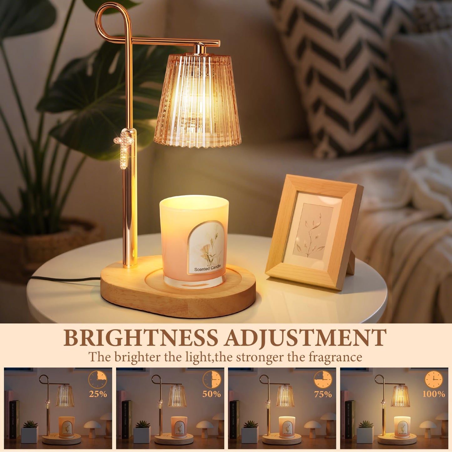 SHARE&CARE Candle Warmer Lamp - Metal Wax Melter with Timer & 4 Dimming Modes, Gift-Ready for Women, Christmas, Birthday (Gold)