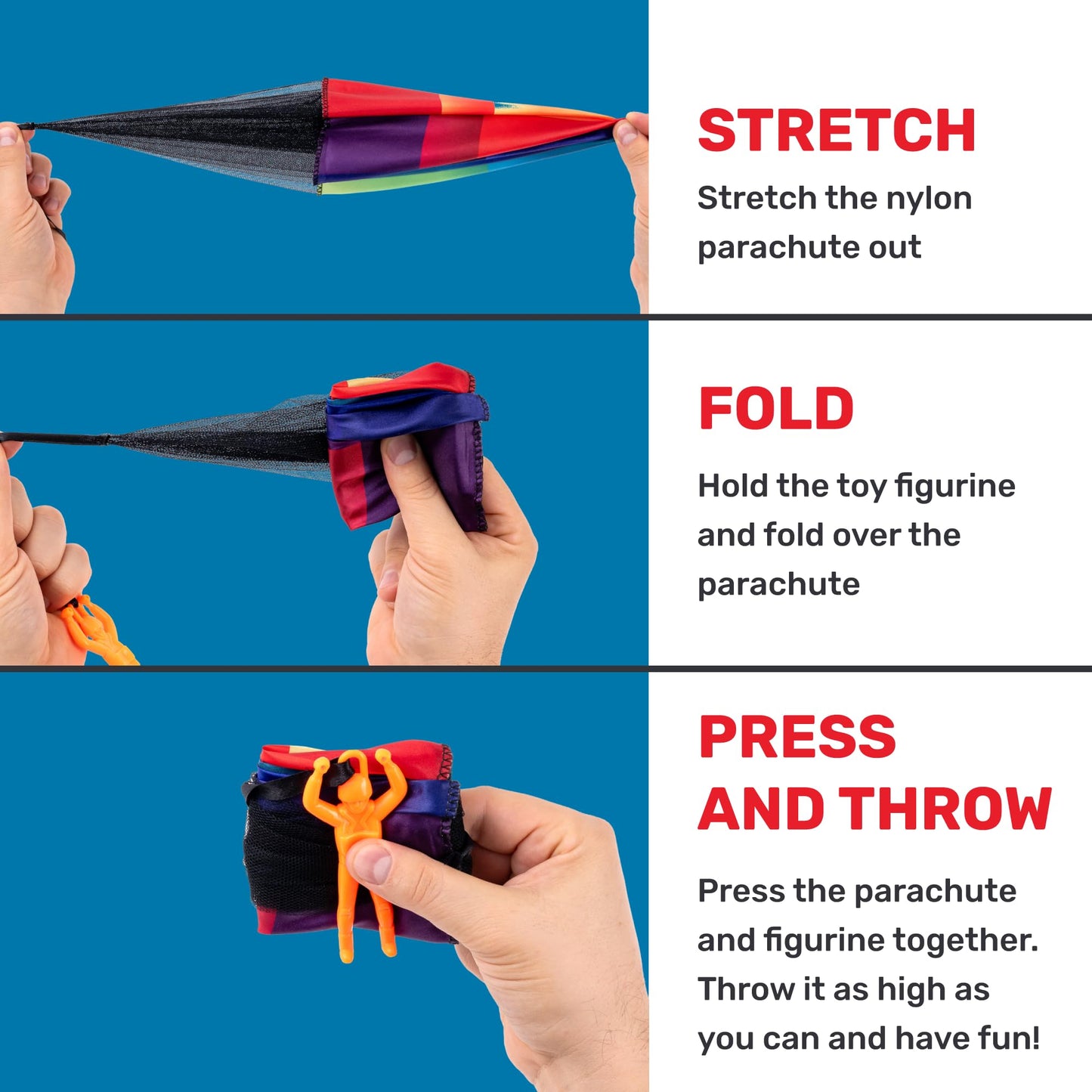 NUTTY TOYS Parachute Toys for Kids - Tangle Free Outdoor Flying Parachute Men, Top Indoor & Outside, 3 4 5 6 7 8 9 10 11 12 Year Old, Best Christmas Stocking Stuffers Idea 2025 Unique Boy & Girl Gifts