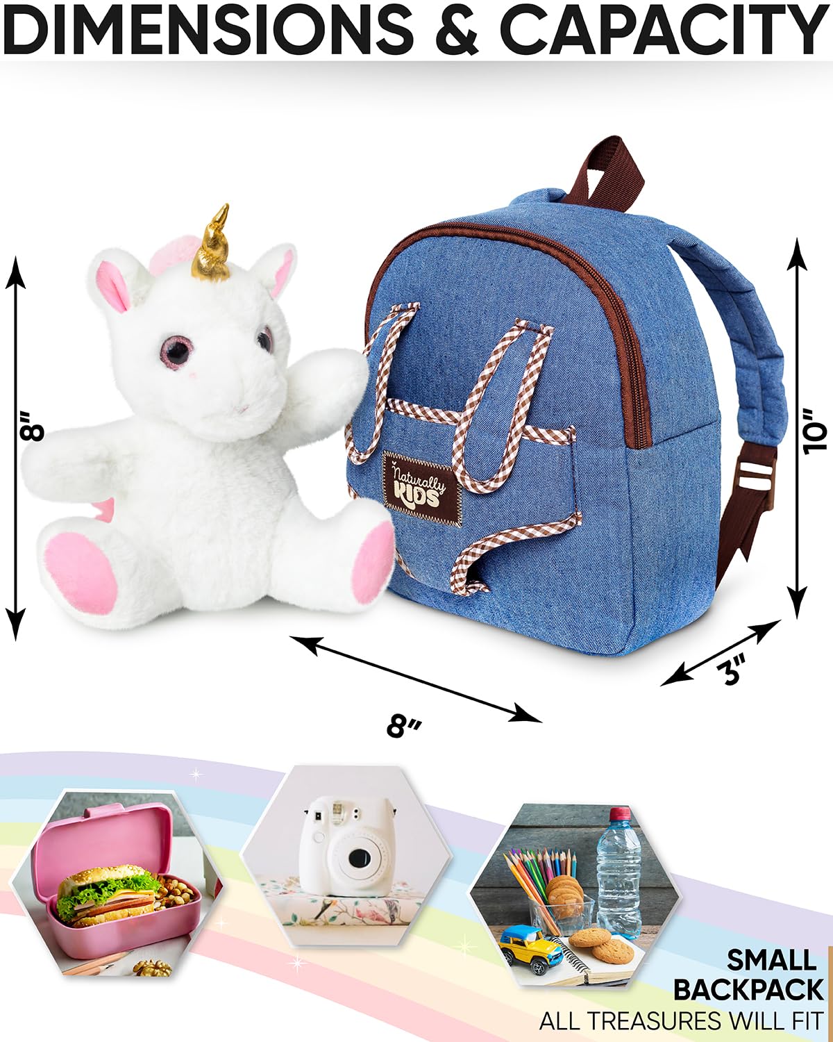 Naturally KIDS Unicorn Toys for Age 3, Birthday Gifts for 2 Year Old Girls, 3 Year Old Girl Gifts, Toddler Unicorn Backpack