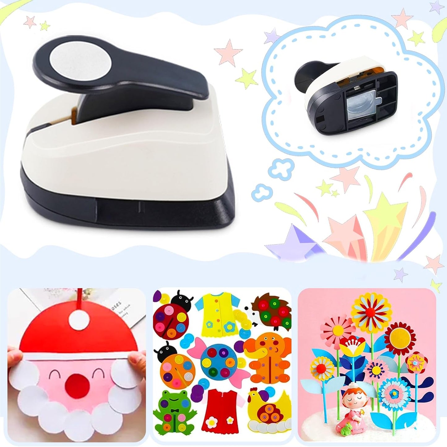 Circle Punch, Circle Hole Punch, Paper Hole Puncher, 3 PCS CirclePunch Set, 1 inch Hole PunchCircle, 5/8'' CirclePaper Punchers, 3/8'' Craft Punches, HolePuncher for Crafts, Shape Punches