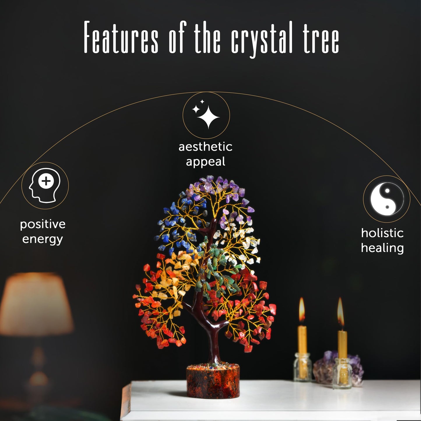 FASHIONZAADI 7 Chakra Tree of Life, Crystals and Healing Stones, Birthday Gifts for Women - Crystal Tree for Positive Energy, Home Office Decor, Spiritual Gifts for Women