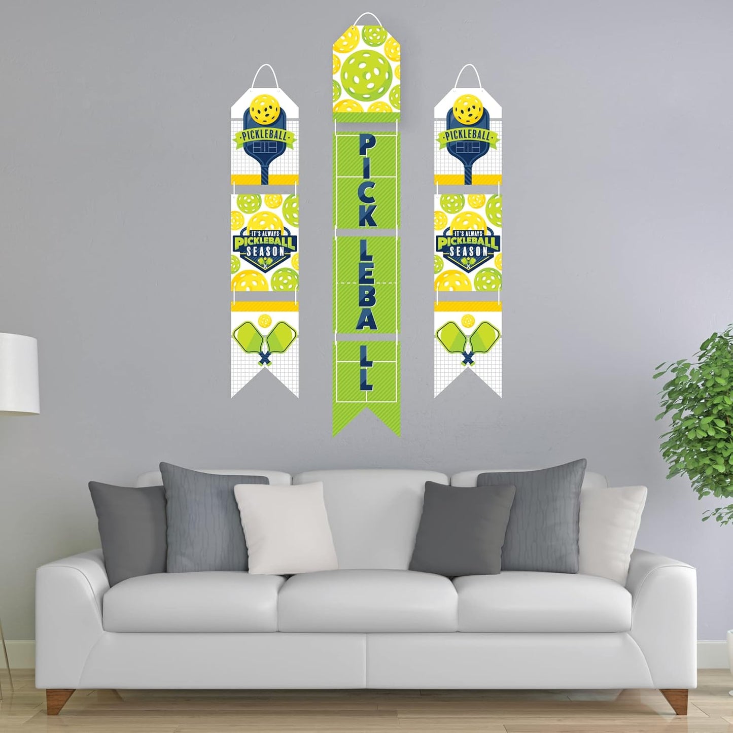 Big Dot of Happiness Let’s Rally - Pickleball - Hanging Vertical Paper Door Banners - Birthday or Retirement Party Wall Decoration Kit - Indoor Door Decor