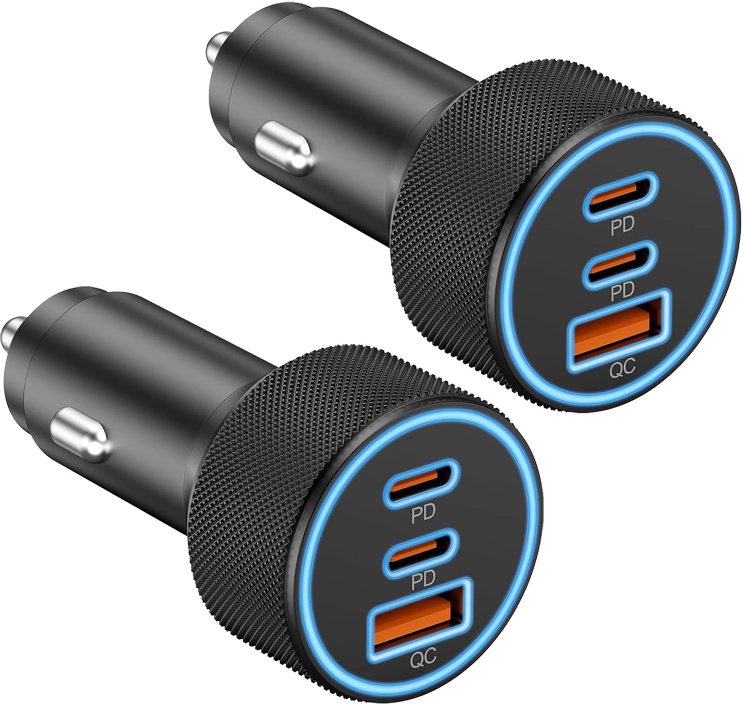 USB C Car Charger, 3-Port 67W Dual USBC & USB-A Car Phone Accessories Fast Power Adapter Cargador Carro PD/QC Cigarette Lighter for iPhone 16/15, iPad, Samsung Galaxy S25/S24, Pixel, Android, 2-Pack