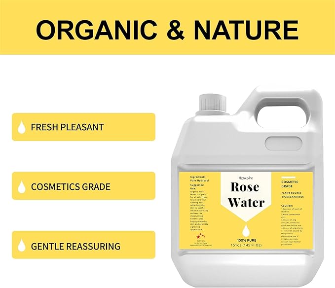 145 fl oz Rose Hydrosol for Face Hydrating Mist Hydration, 100% Pure Rose Water, Cleanses & Softens Skin, Promotes Healthy Skin Cell, Suitable for All Skin Types