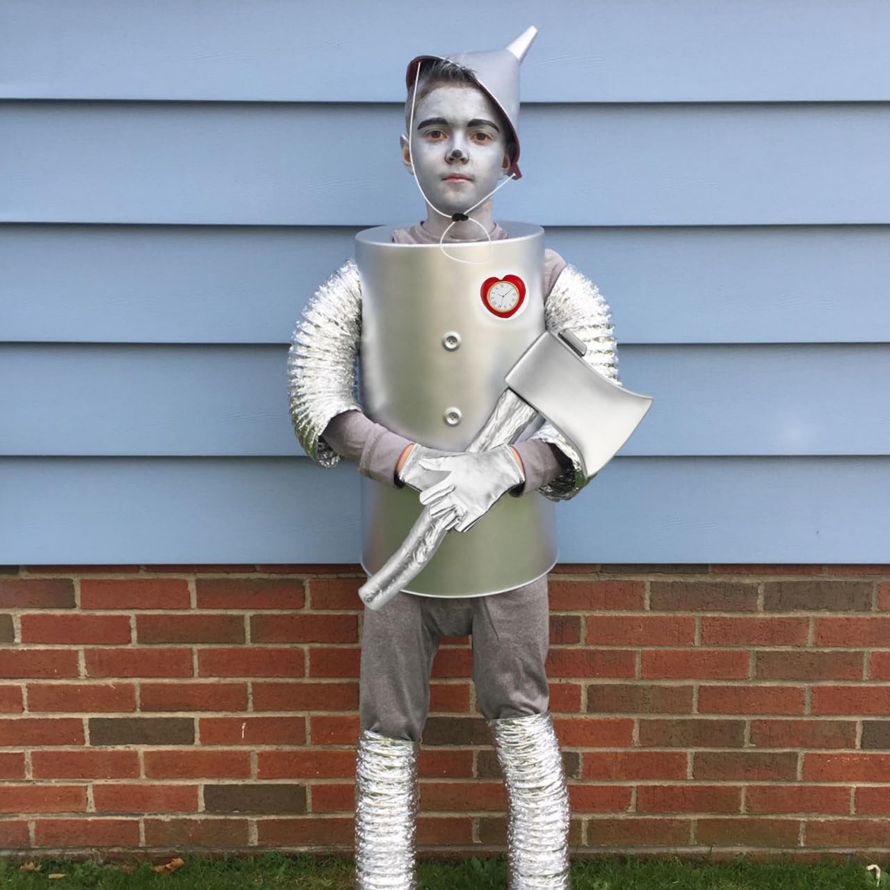 NEZLOP 5Pcs Tin costume Accessories Set Adjustable Silver Funnel Hat Halloween Party Dress up