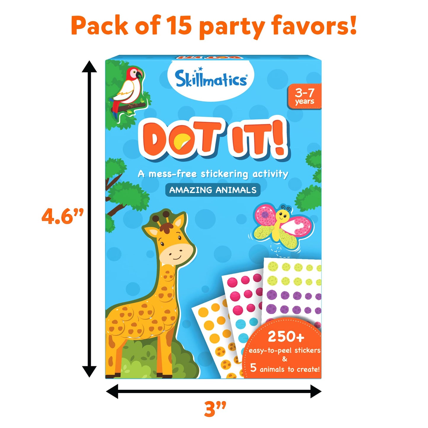 Skillmatics Party Favors (Pack of 15) - Dot It Animal Sticker Art for Kids, 500+ Stickers, Mess-Free Crafts, DIY Travel Activity, Return Gifts for Boys & Girls Ages 3, 4, 5, 6, 7