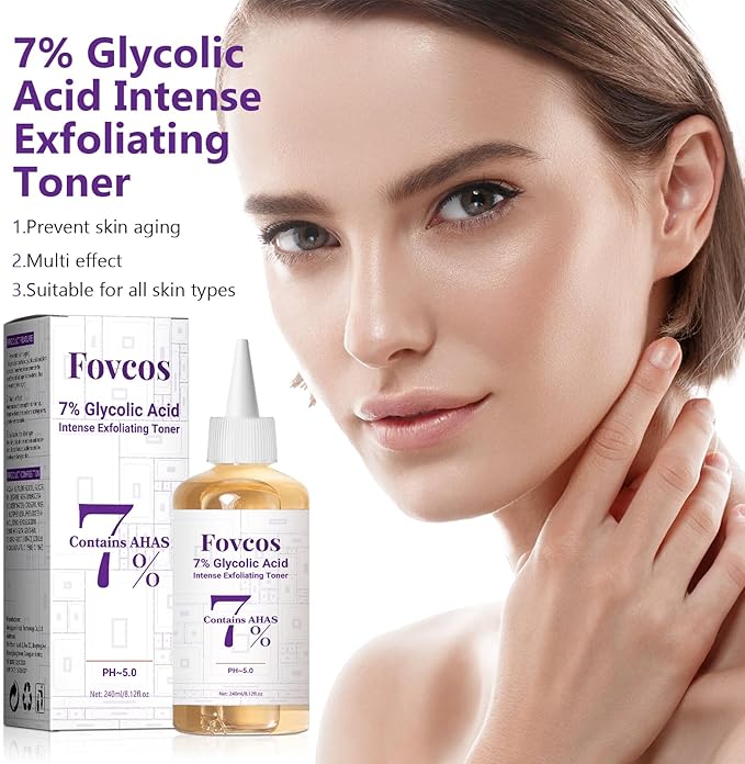 7% Glycolic Acid Exfoliating Toner, Exfoliating Skin Care Facial Toner, Improves Texture, Reduces Breakouts Pores and Fine Lines, Suitable for All Skin Types