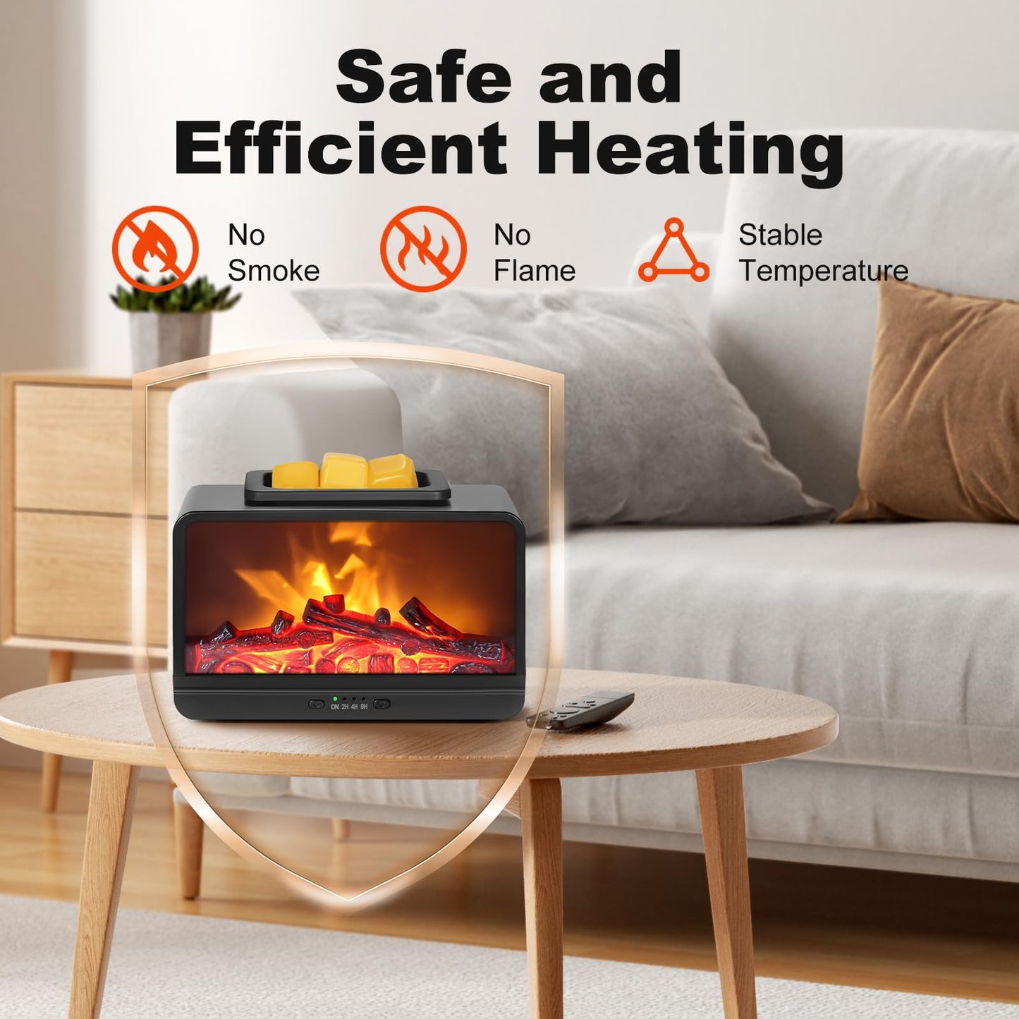 JOYOLO Flame Fireplace Wax Melt Warmer,Scentsy Wax Warmer with Timer, Electric Wax Warmer for Scented Wax with PTC Heating Plate, Wax Burner for Women Gifts & Home Decor(Black)