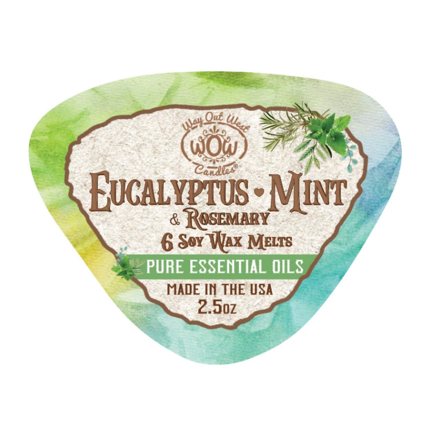 Scented Wax Melts for Wax Warmers - Highly Fragrant Air Freshener - 4 Pack Set of 6 Melt Cubes with Essential Oils - Made in USA by Way Out West Candles (4, Eucalyptus Mint)