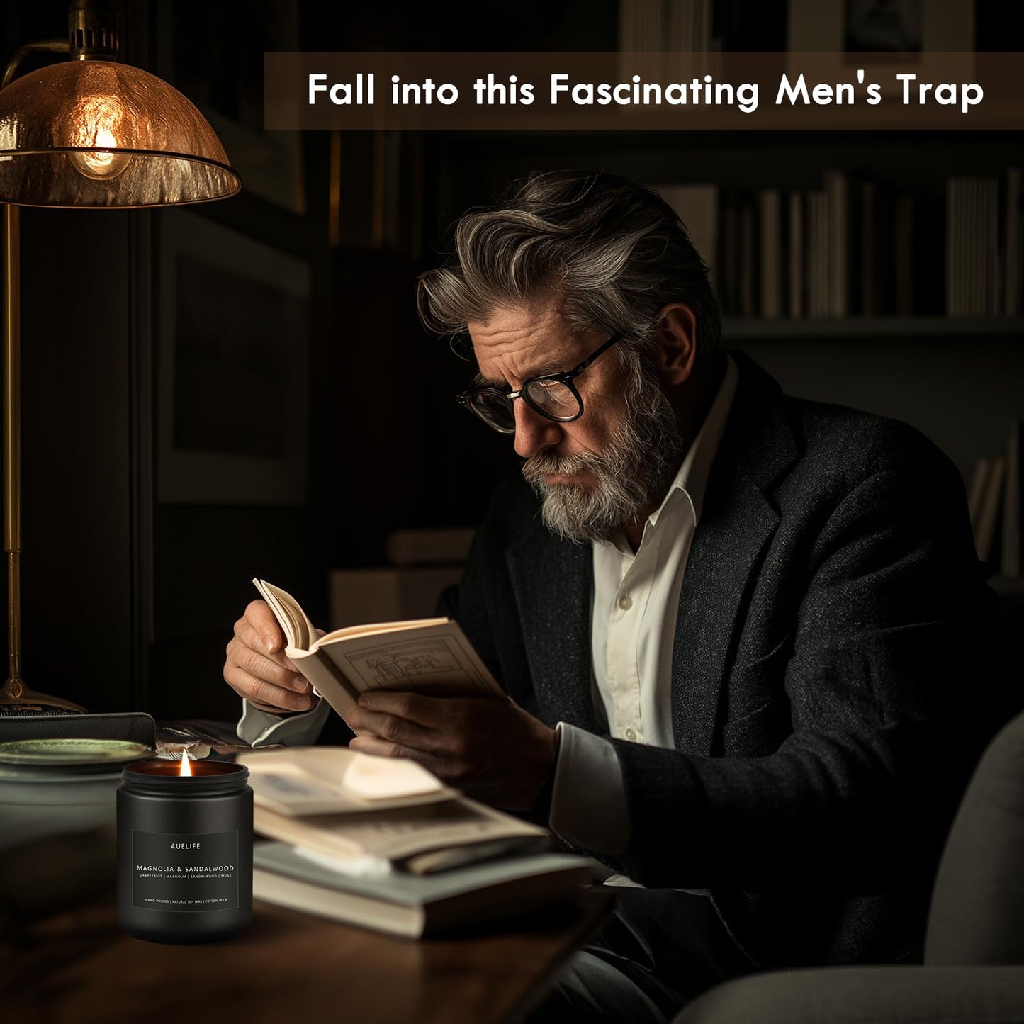 Scented Candles Set | Masculine Candle, Gifts for Men - Soy Candles for Home Scented - 4 Pack Aromatherapy Candle Gift - Scent of Vintage Oak/Cedar Oakmoss/Magnolia & Sandalwood/Pine & Clove