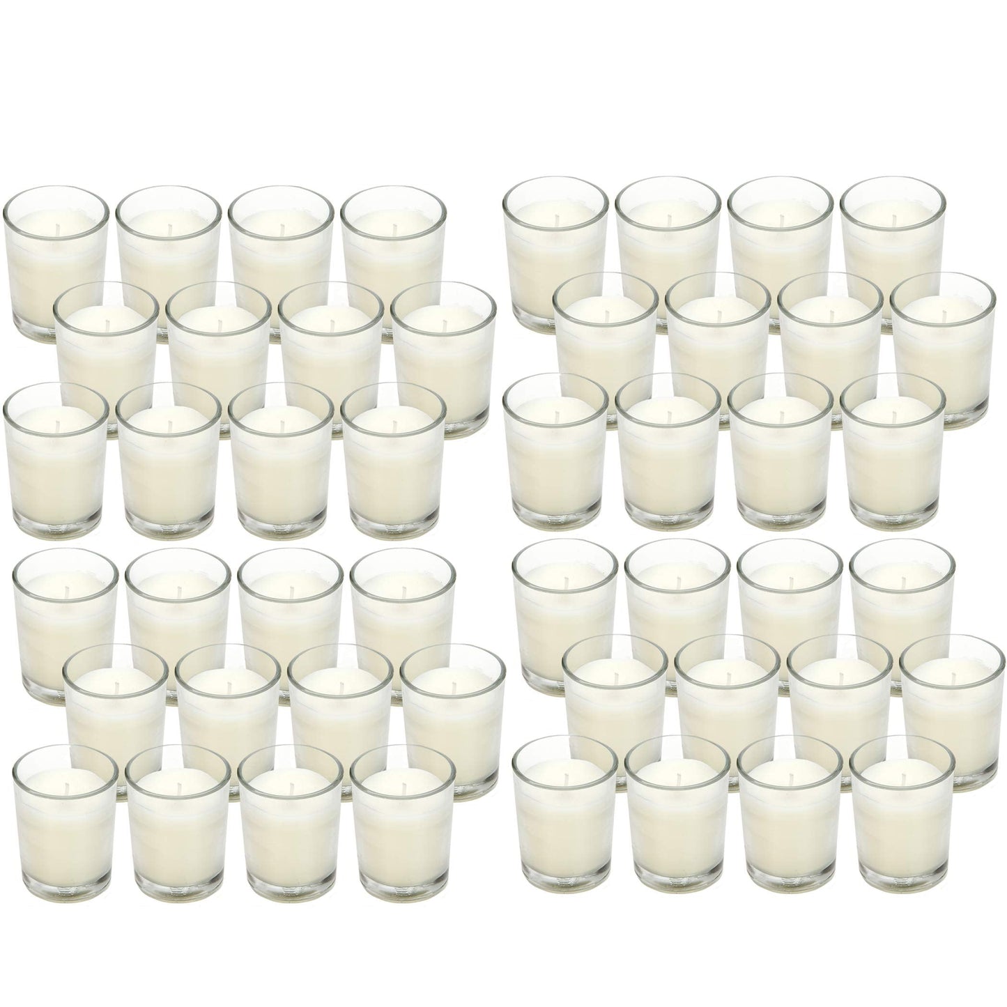 Hosley 48-Pack Ivory Unscented Votive Candles, Clear Glass, 10-12 Hr Burn, Hand-Poured, Ideal for Weddings, Parties, Aromatherapy, Holidays, Gifts
