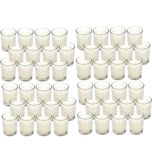 Hosley 48-Pack Ivory Unscented Votive Candles, Clear Glass, 10-12 Hr Burn, Hand-Poured, Ideal for Weddings, Parties, Aromatherapy, Holidays, Gifts