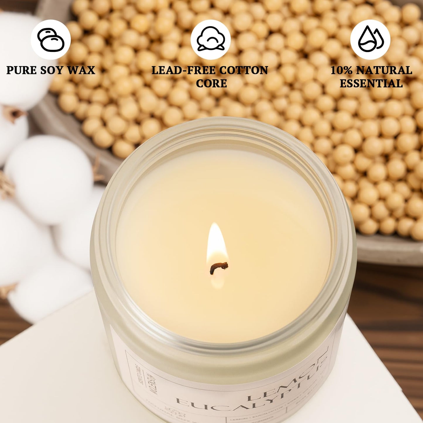 Molensun 4 Pack Candles for Home Scented, Mother's Day Gifts, 28 oz Long Lasting Candles, Soy Candle Set Gift for Women - Lavender Thyme/Lemon Eucalyptus/Sage &Citrus/Vanilla Cupcake