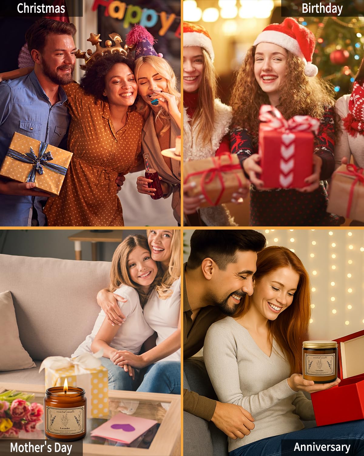 Candles for Home Scented, 16oz Large Soy Wax Lavender Scented Candle, 100 Hour Burn Time, Aromatherapy Candle, Ideal for Christmas, Anniversary, Birthday Gift