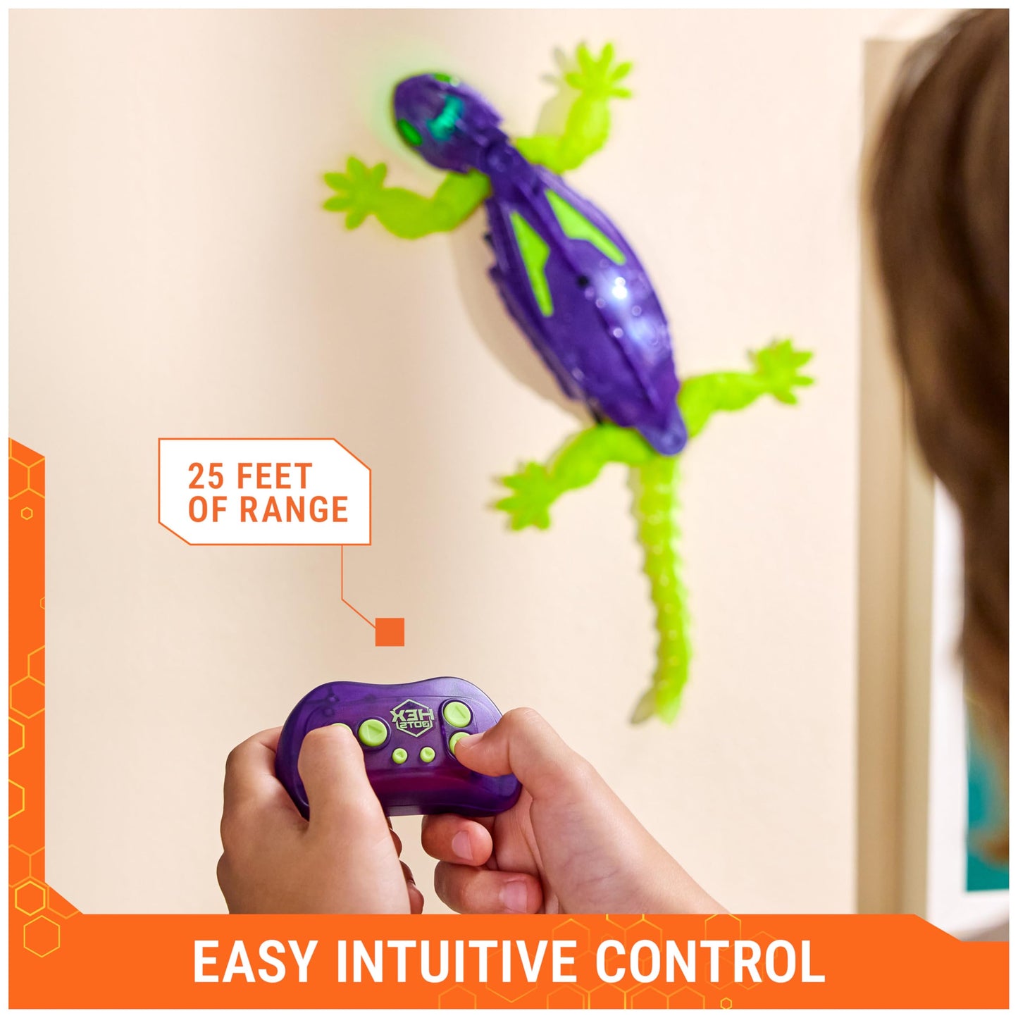 HEX BOTS Glow-in-The-Dark Gecko, Rechargeable Remote Control Robot Kids Toys, Climbs up Walls for Prank Toys & Games, RC Robot for Boys & Girls Ages 4 & Up