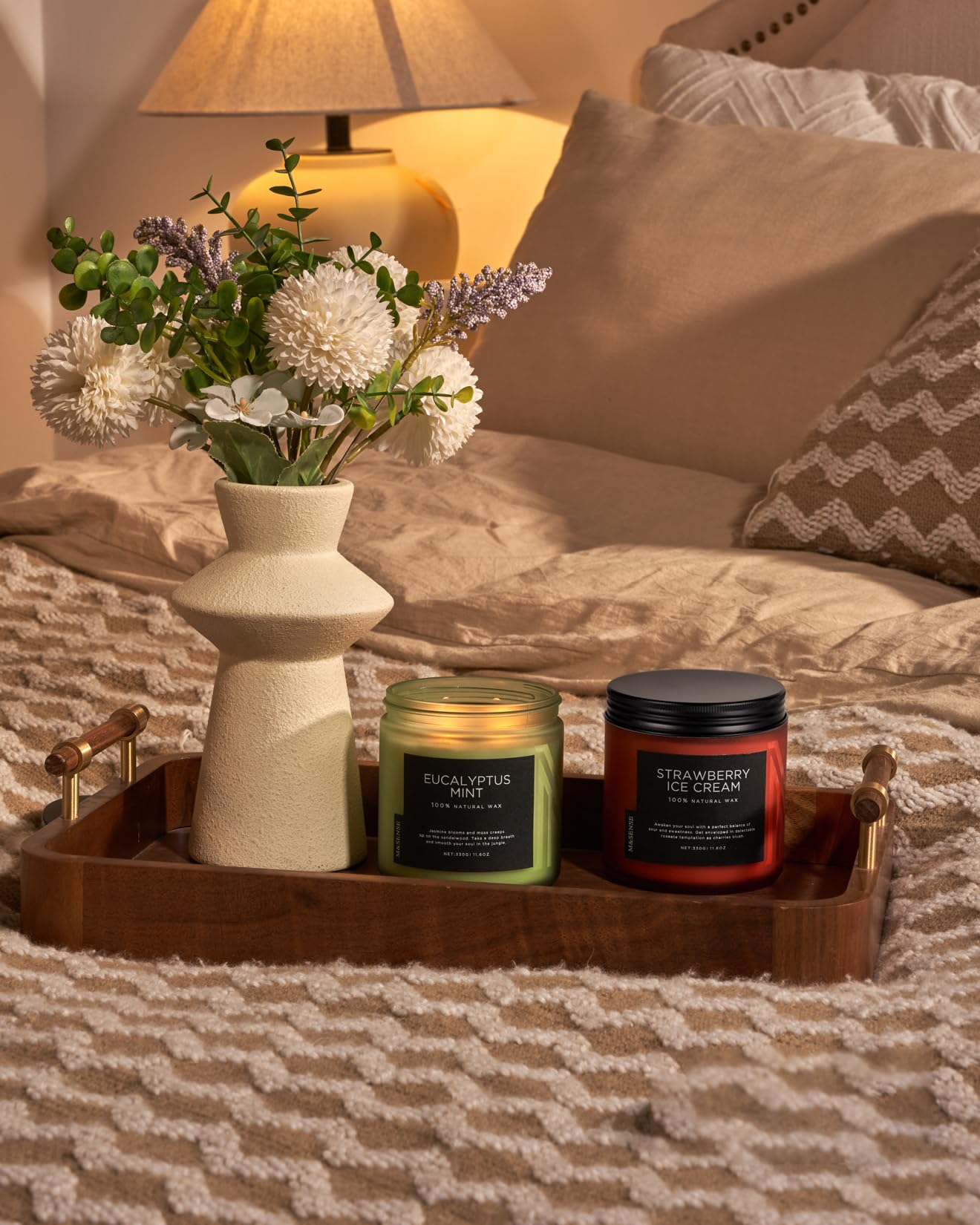 M&SENSE Eucalyptus & Mint Soy Candles for Home Scented, 11.6oz 70 Hour Burn Aromatherapy Candle Gift for Stress Relief, Meditation, Yoga, Relaxing SPA, Reusable Jar for Men and Women