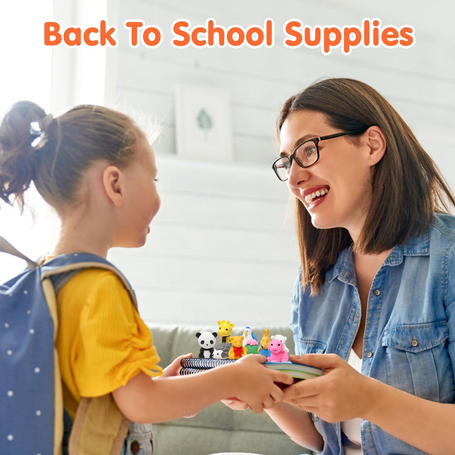 Moosia 120 Pack Animal Pencil Erasers for Kids, 3D Mini Puzzle Take Apart Erasers, Desk Pets & Treasure Box Toys, Bulk Party Favors, Classroom Prizes, School Supplies, Gift for Boys & Girls