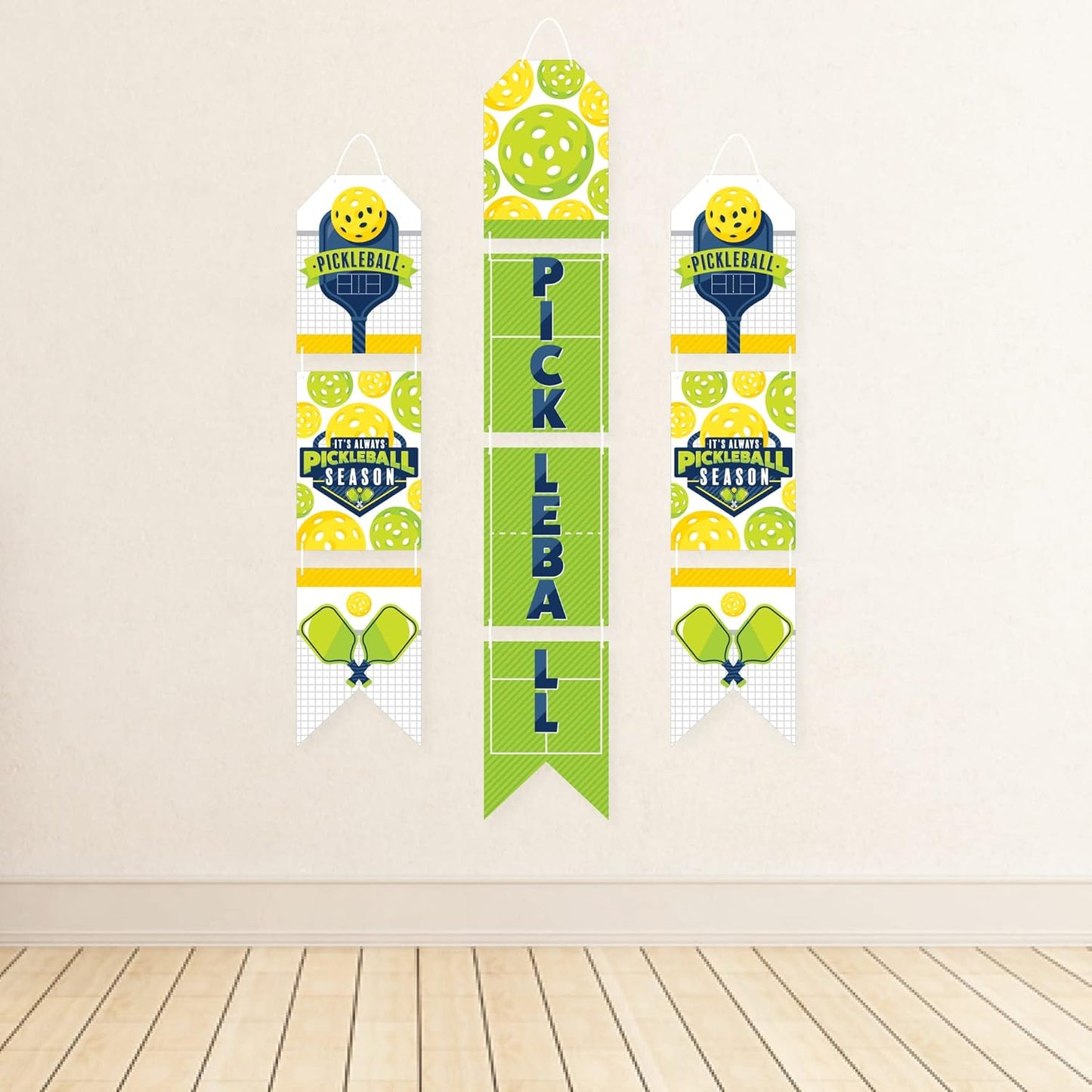 Big Dot of Happiness Let’s Rally - Pickleball - Hanging Vertical Paper Door Banners - Birthday or Retirement Party Wall Decoration Kit - Indoor Door Decor