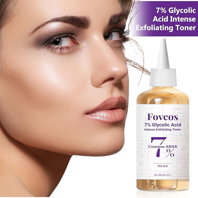7% Glycolic Acid Exfoliating Toner, Exfoliating Skin Care Facial Toner, Improves Texture, Reduces Breakouts Pores and Fine Lines, Suitable for All Skin Types