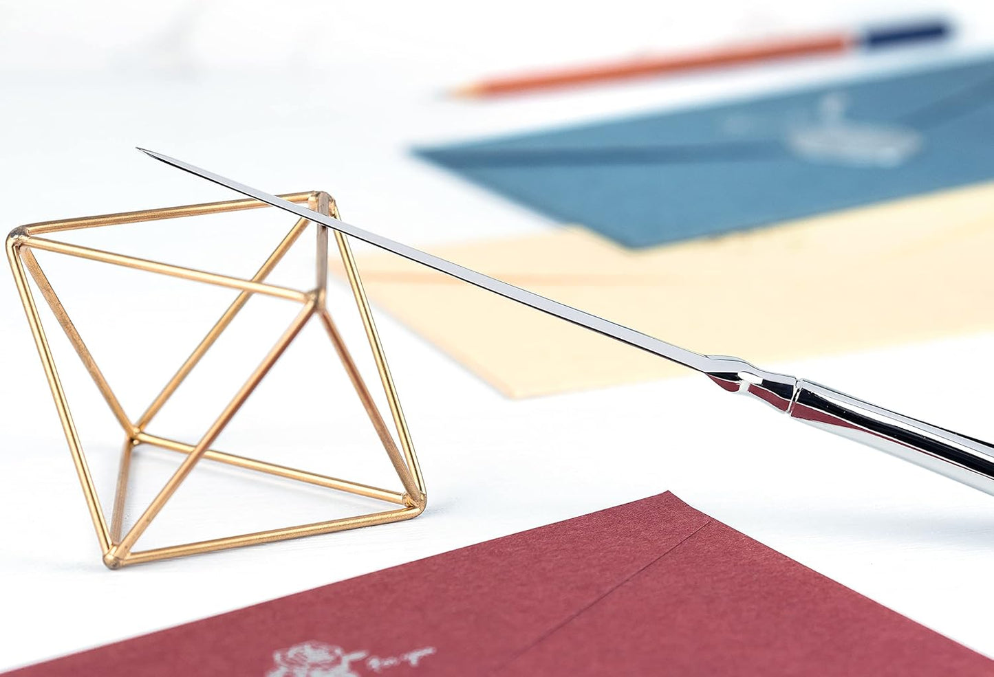 Silvery Letter Opener, Envelope Opener Knife Metal Letter Opening Knife, Paul Revere Paper Cutting Knife, 9 inches (1 Pack)