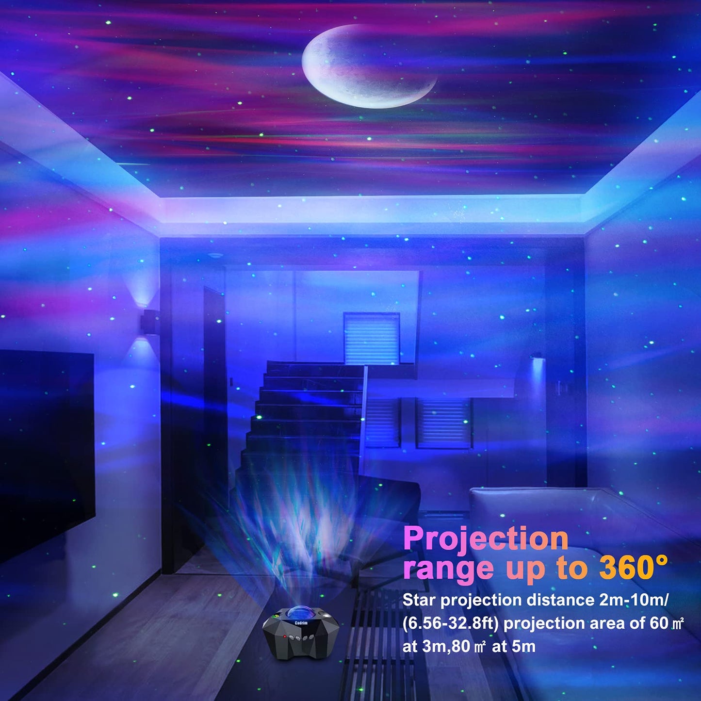 Cadrim Star Projector with Bluetooth Speaker Remote, Galaxy Projector Northern Lights Aurora Projector with Moon Star, Night Light Projector for Bedroom, Home Theater, Kids Adults Game, Room Parties