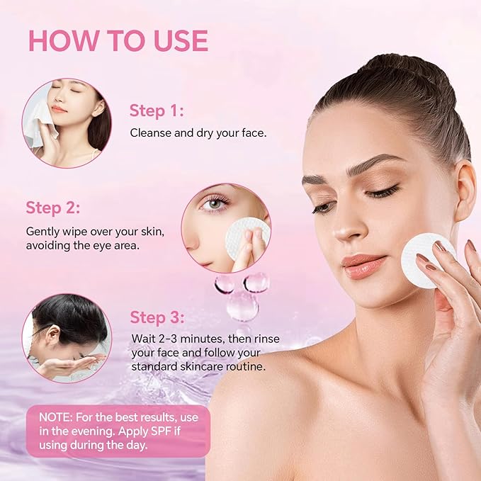 Glycolic Acid Pads for Face, Exfoliating Pads for Facial Radiance with Salicylic Acid, 50 Count