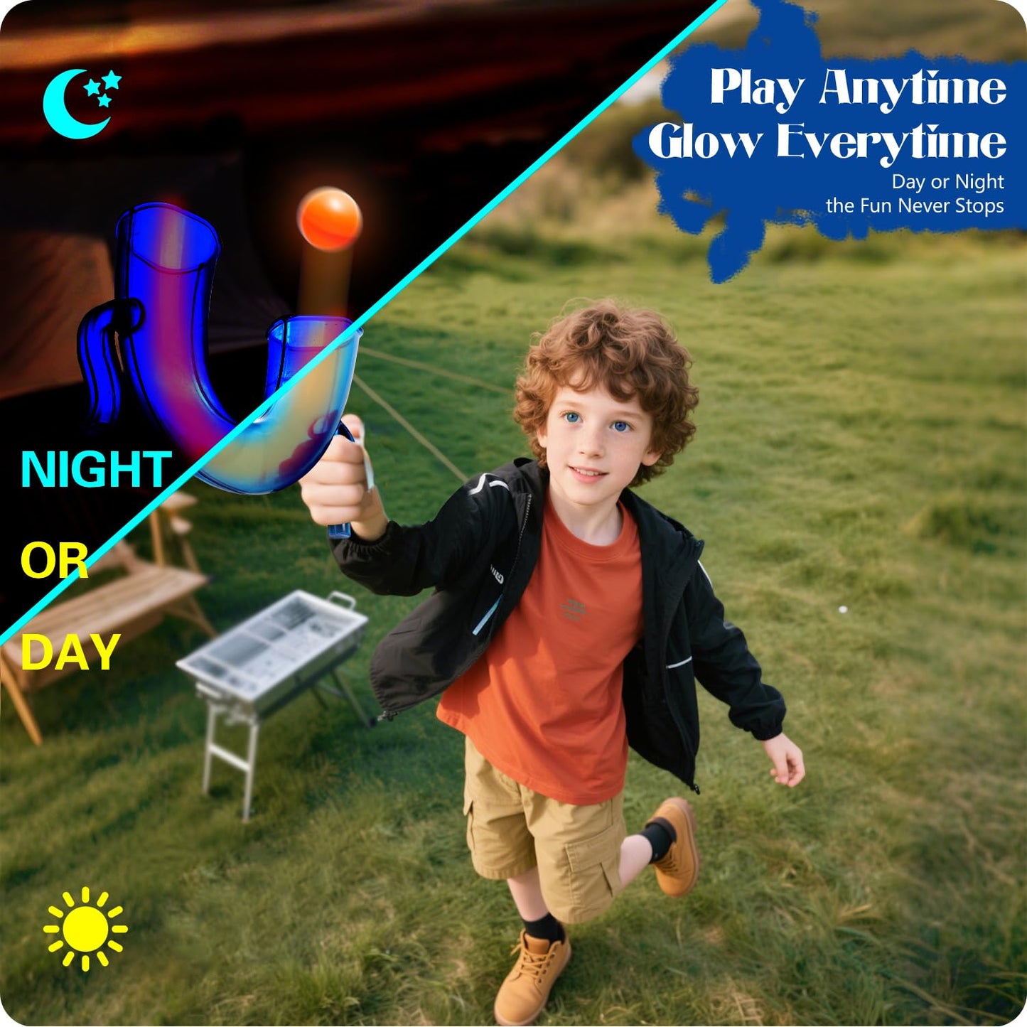 SPORTY PLAY LED Light-Up Juggling Ball Game – Active Sports Challenge Toy for Kids, Boosts Hand-Eye Coordination – Rechargeable Glow Balls, Gift for Boys 8-12