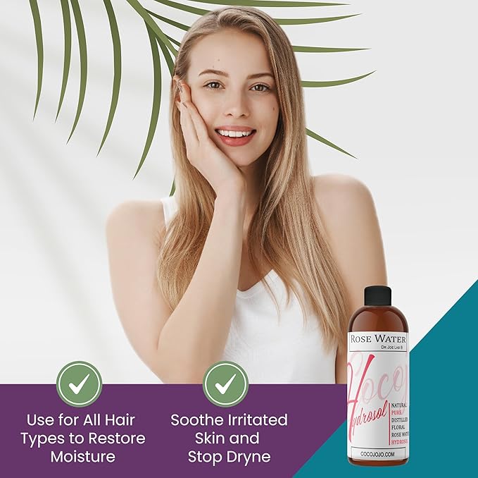 Rose Water Hydrosol - 8 oz & Sprayer - 100% Natural Pure Steam Distilled Bulgarian Rosewater Facial Floral Hydrating Toner Mist - Face Skin Hair Locs Dreads Body Bath Spray Spritz - Packaging May Vary